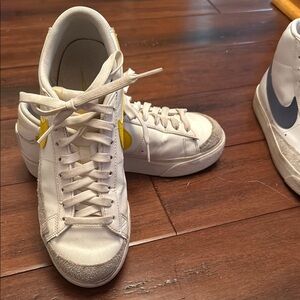 Nike White and Yellow Low-Top Sneakers